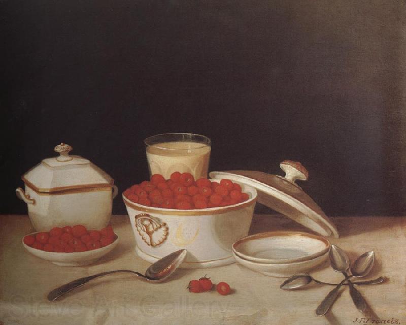 John F.Francis Strawberries,Cream,and Sugar France oil painting art